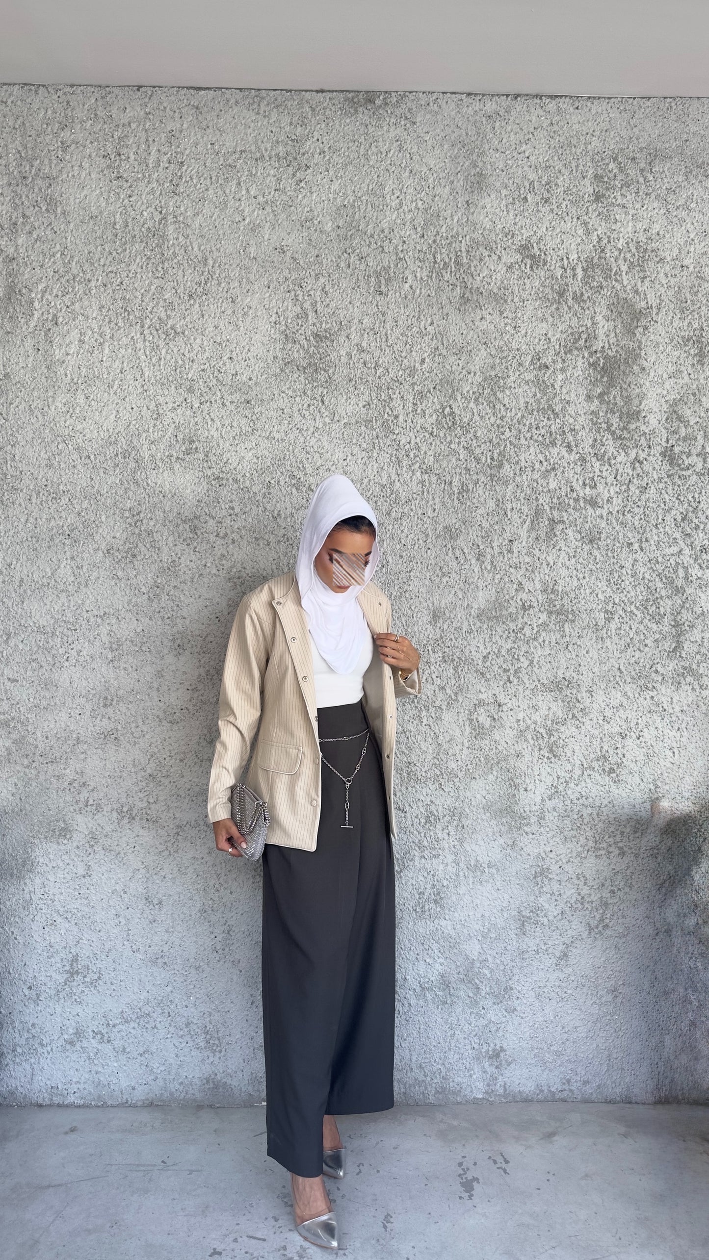 Tailored wide leg pants with a asymmetric wrap waistband