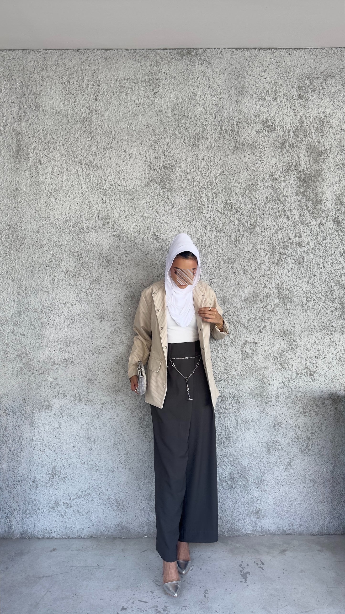Tailored wide leg pants with a asymmetric wrap waistband
