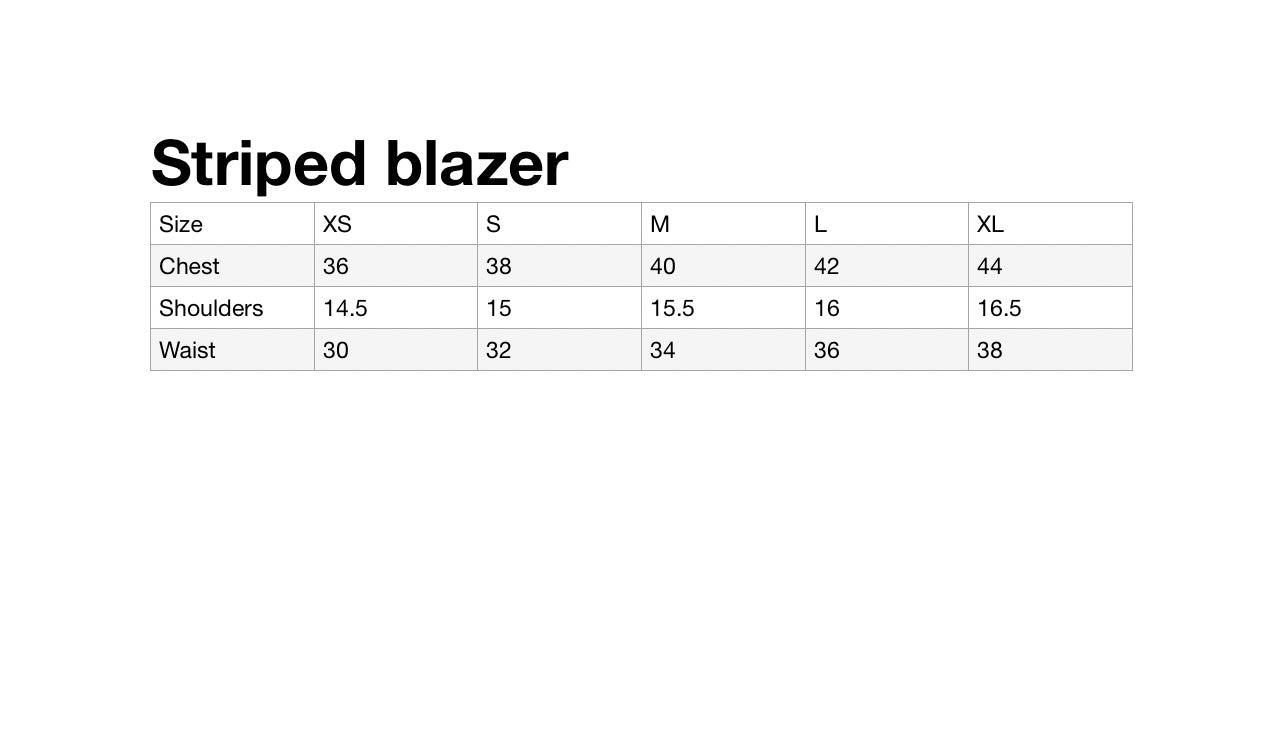 Striped collarless blazer 27 inches