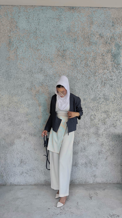 Wrapped front trousers off white color