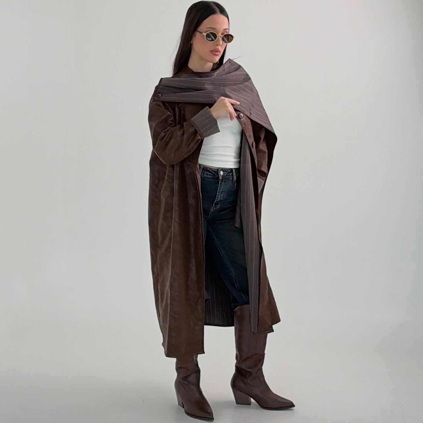 Soft leather trench coat Deep Brown