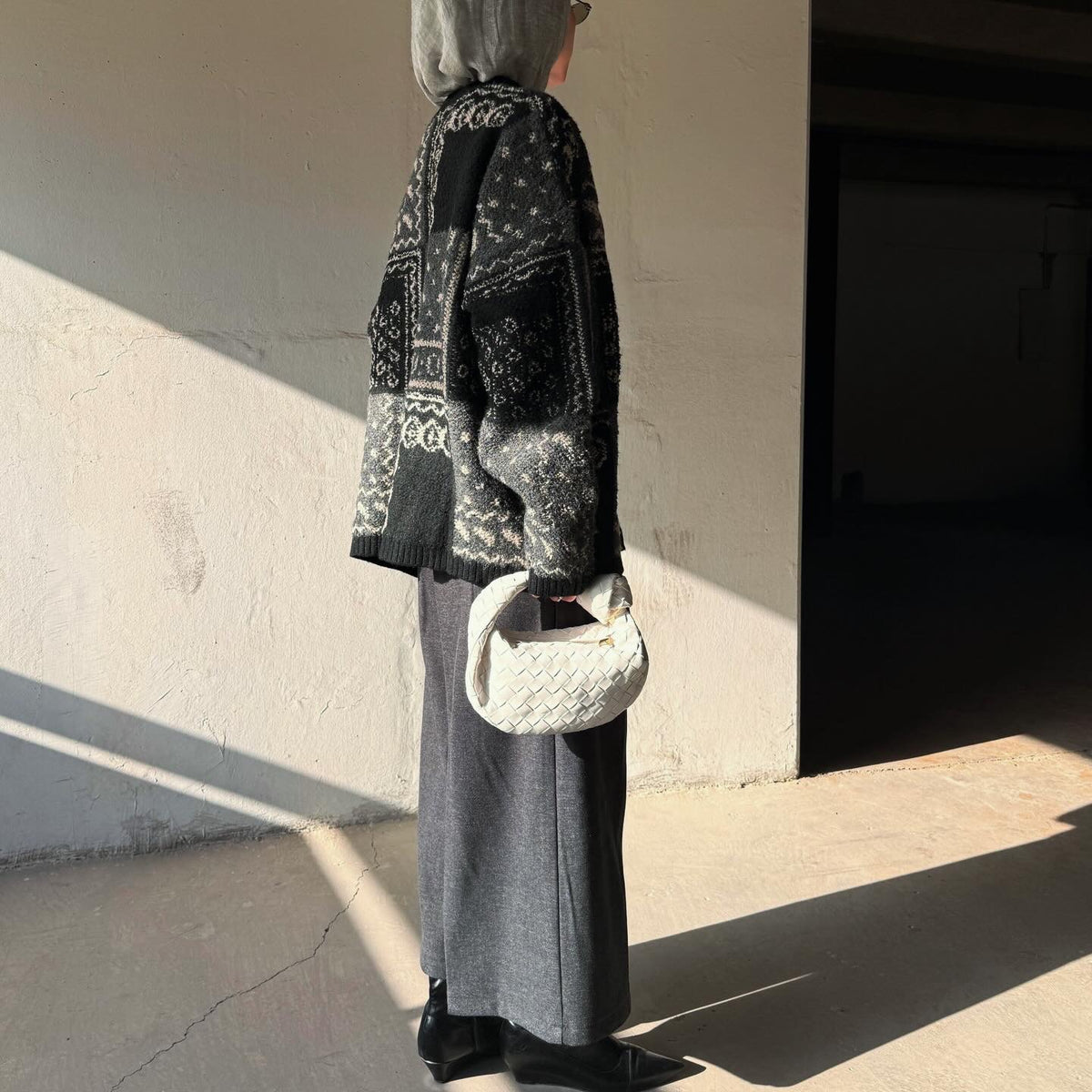 Thick wool knitted cardigan