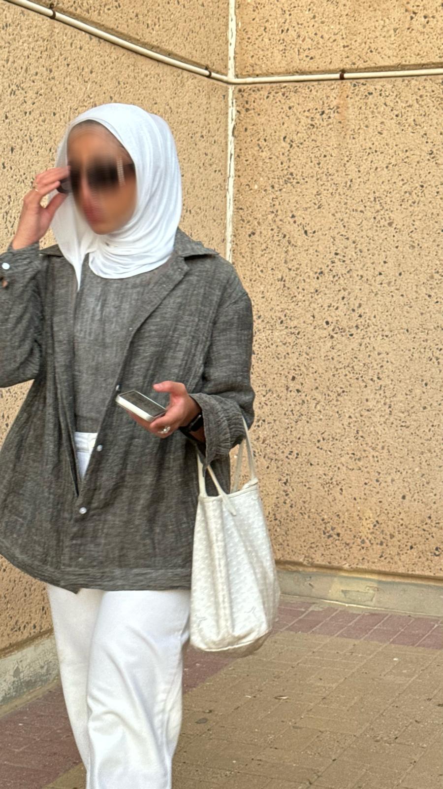 grey linen shirt + t-shirt