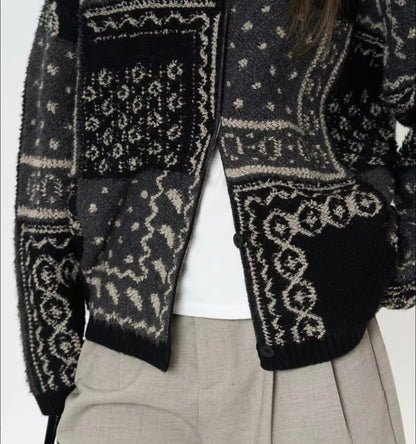 Thick wool knitted cardigan