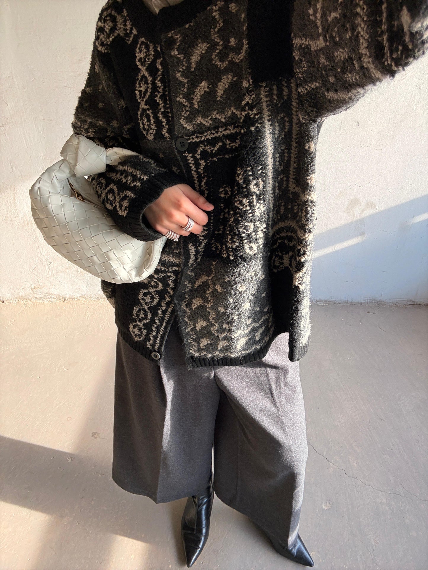 Thick wool knitted cardigan