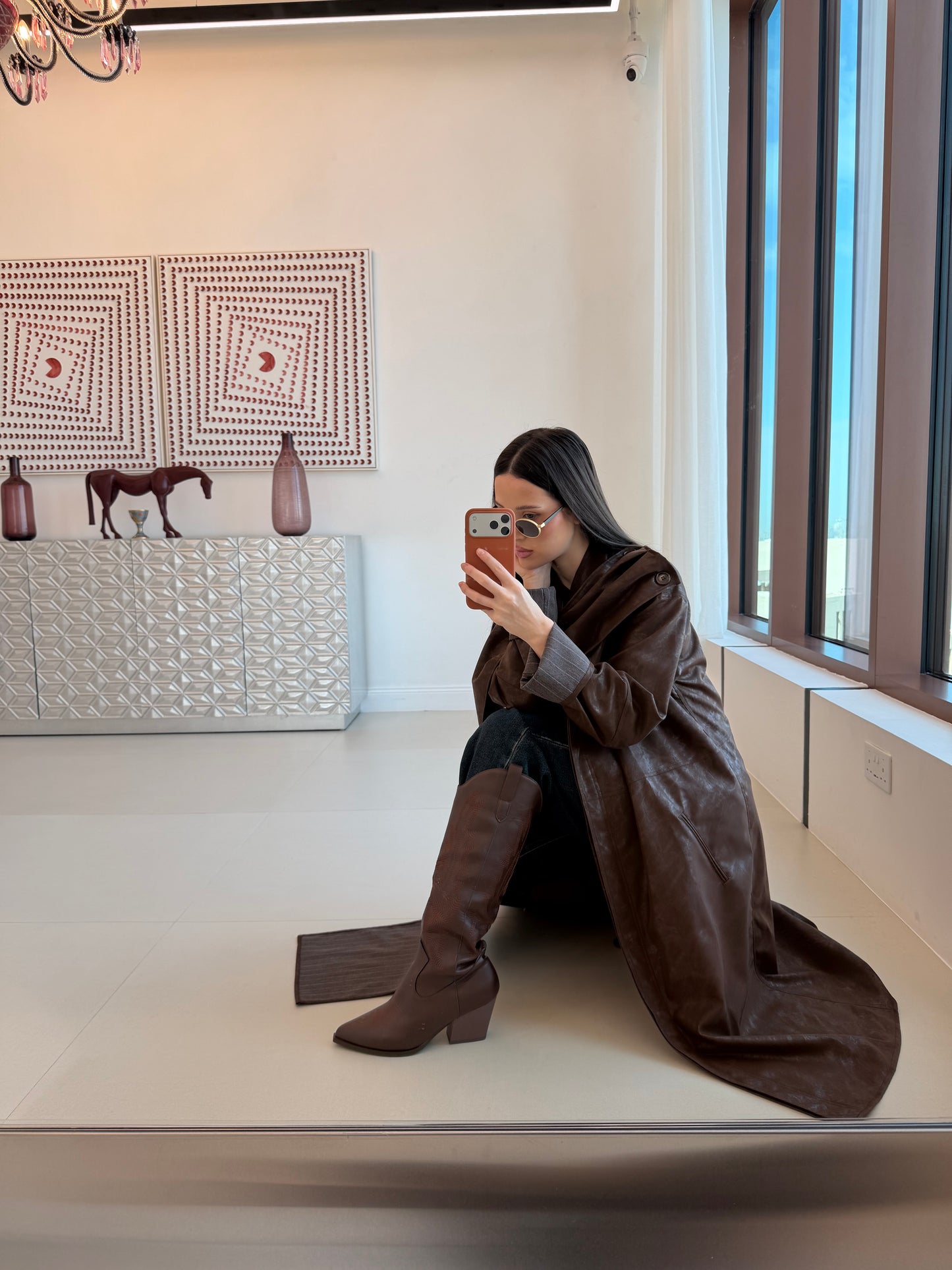 Soft leather trench coat Deep Brown