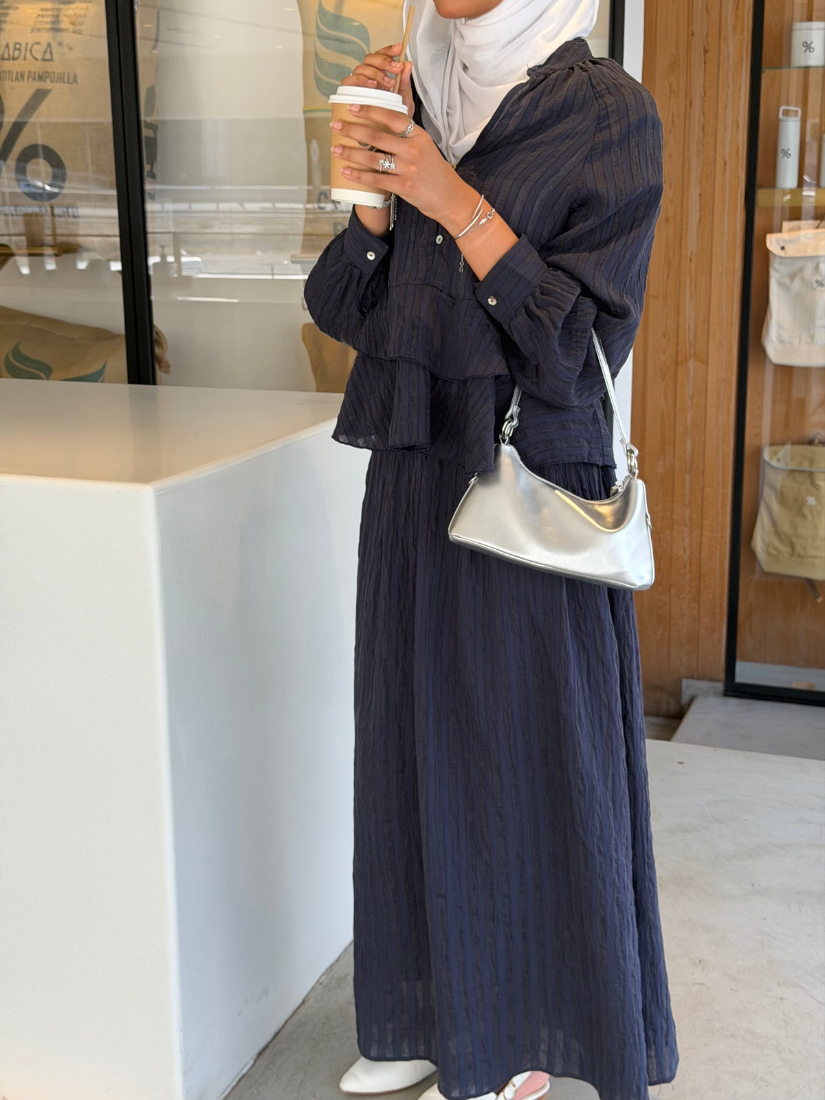 Navy skirt set