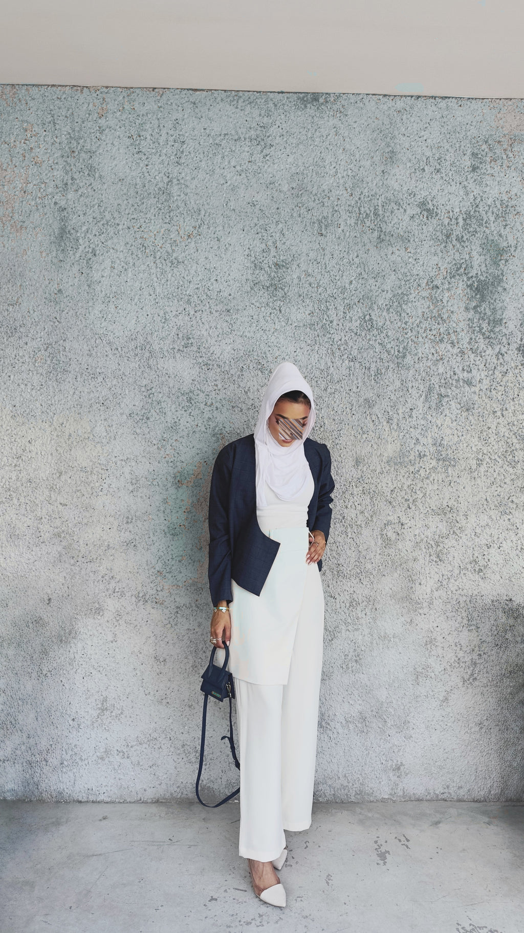 Wrapped front trousers off white color