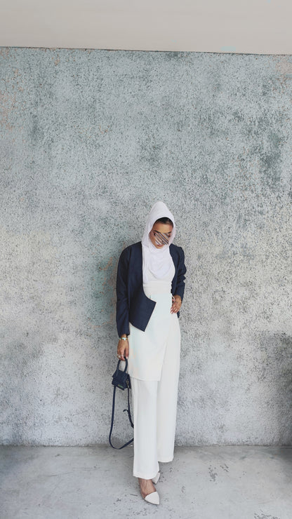 Wrapped front trousers off white color