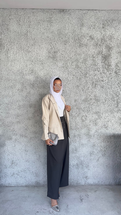 Striped collarless blazer 27 inches