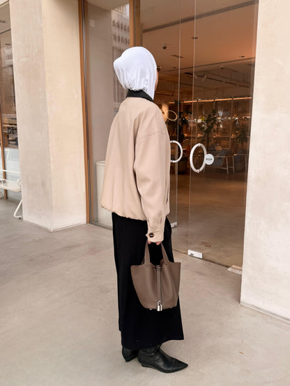 Bomber Jacket with Leather Collar