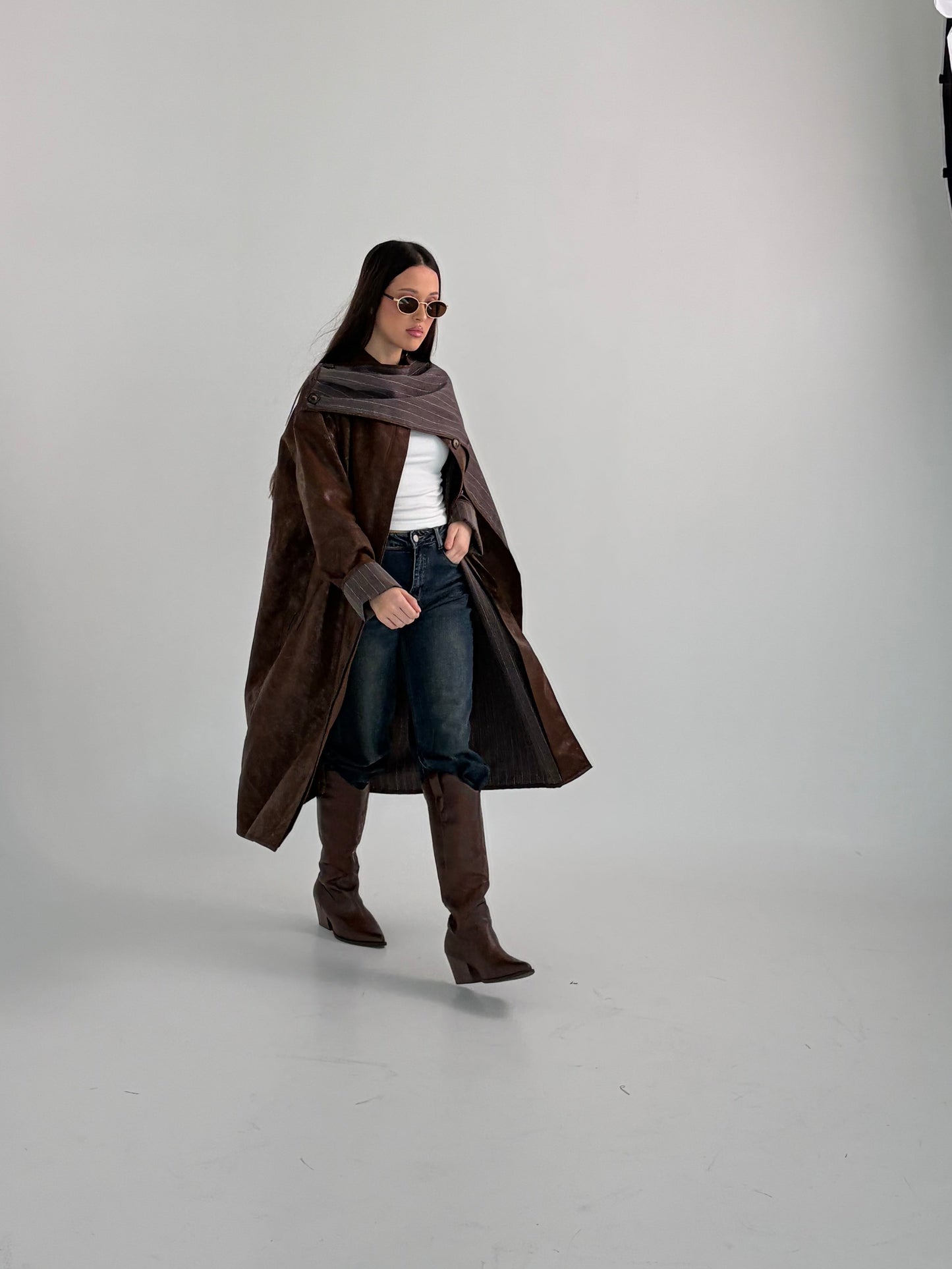 Soft leather trench coat Deep Brown