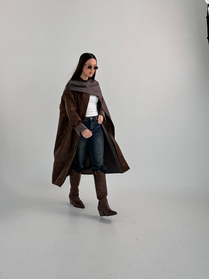 Soft leather trench coat Deep Brown