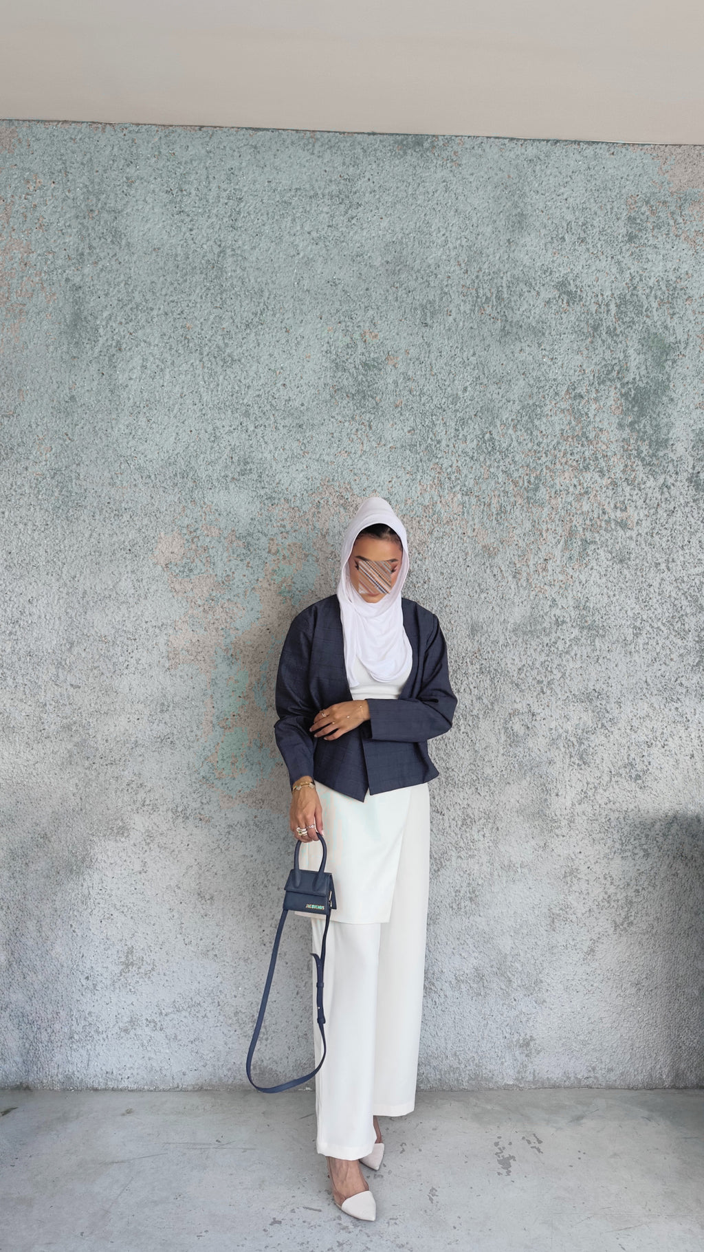 Wrapped front trousers off white color