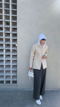 Striped collarless blazer 27 inches