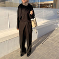 Wrapped shawl top with loose strap pants set
