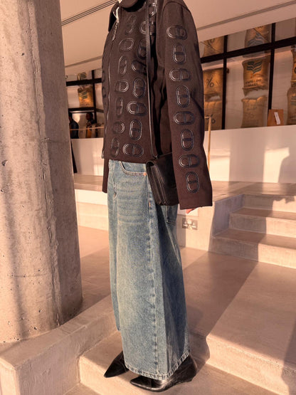 Wide-Leg Midi Jeans