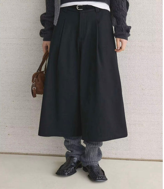 Wide-Leg Midi Culottes with belt