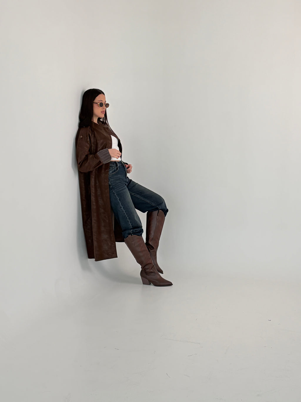 Soft leather trench coat Deep Brown