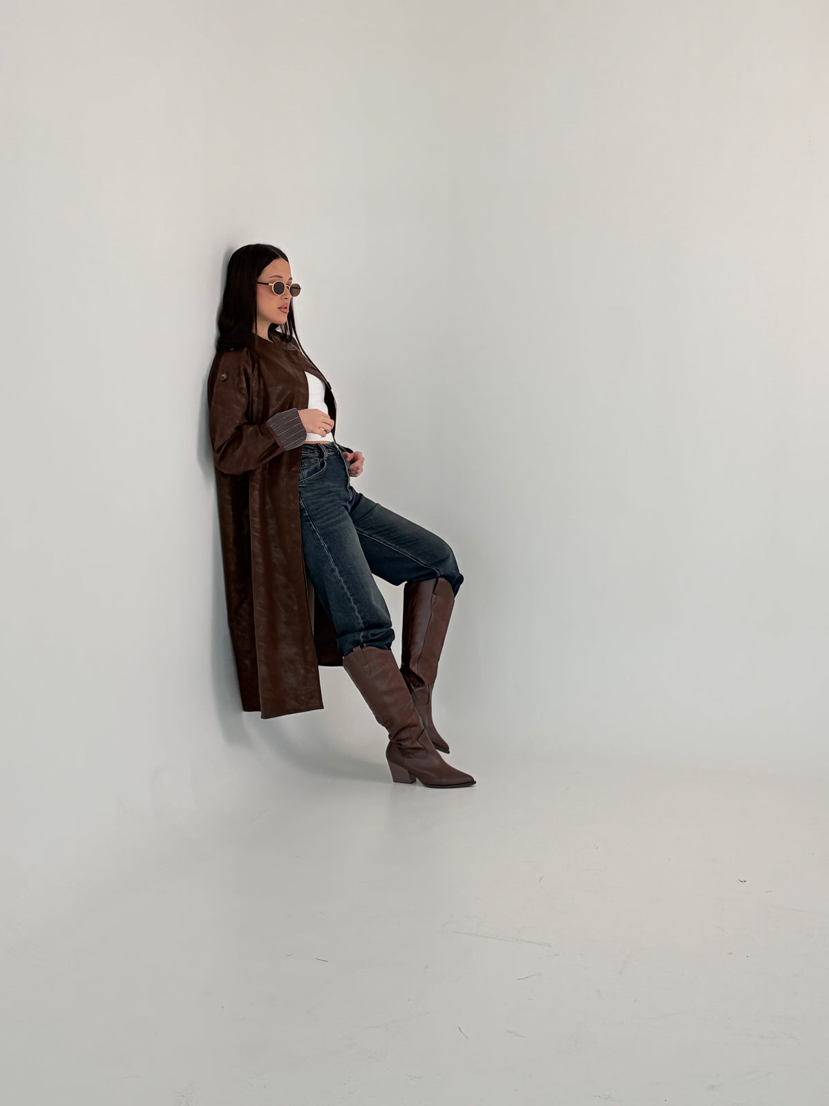 Soft leather trench coat Deep Brown