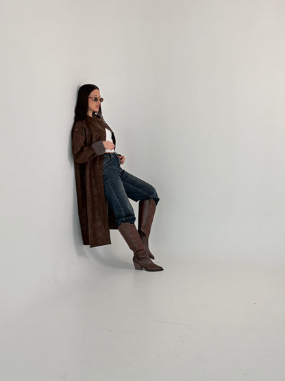 Soft leather trench coat Deep Brown