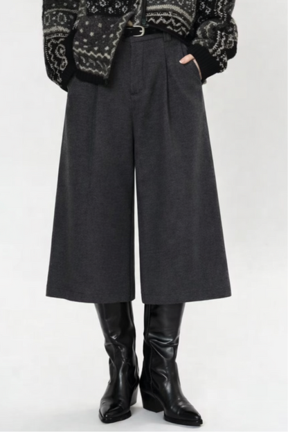 Wide-Leg Midi Culottes with belt