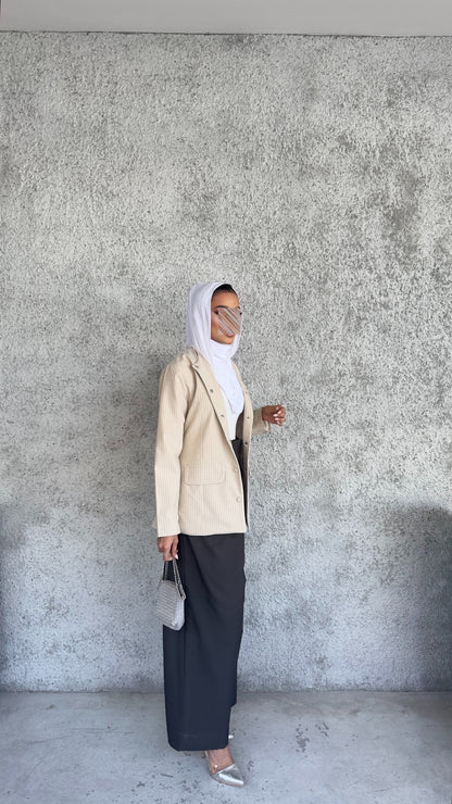 Striped collarless blazer 27 inches