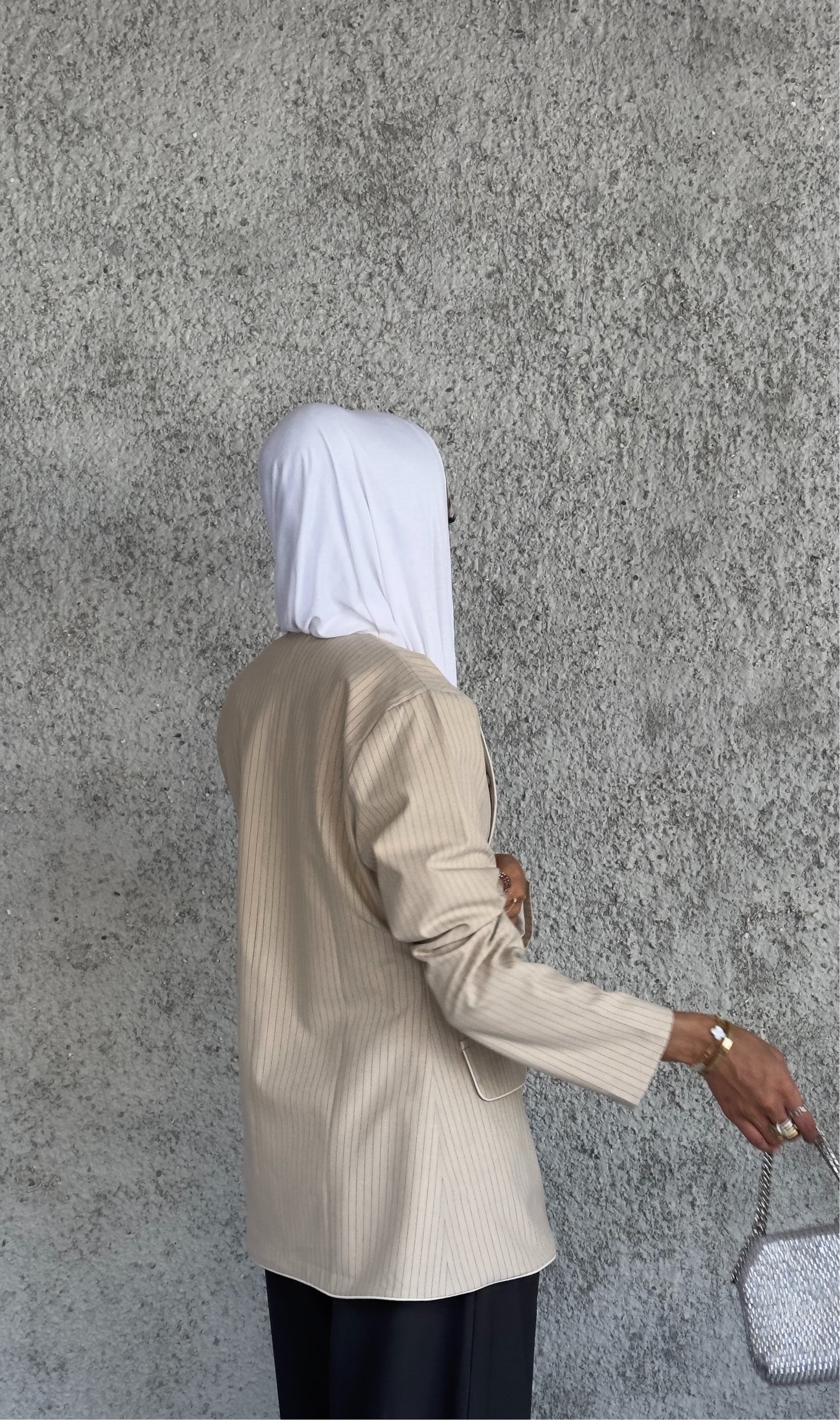Striped collarless blazer 27 inches