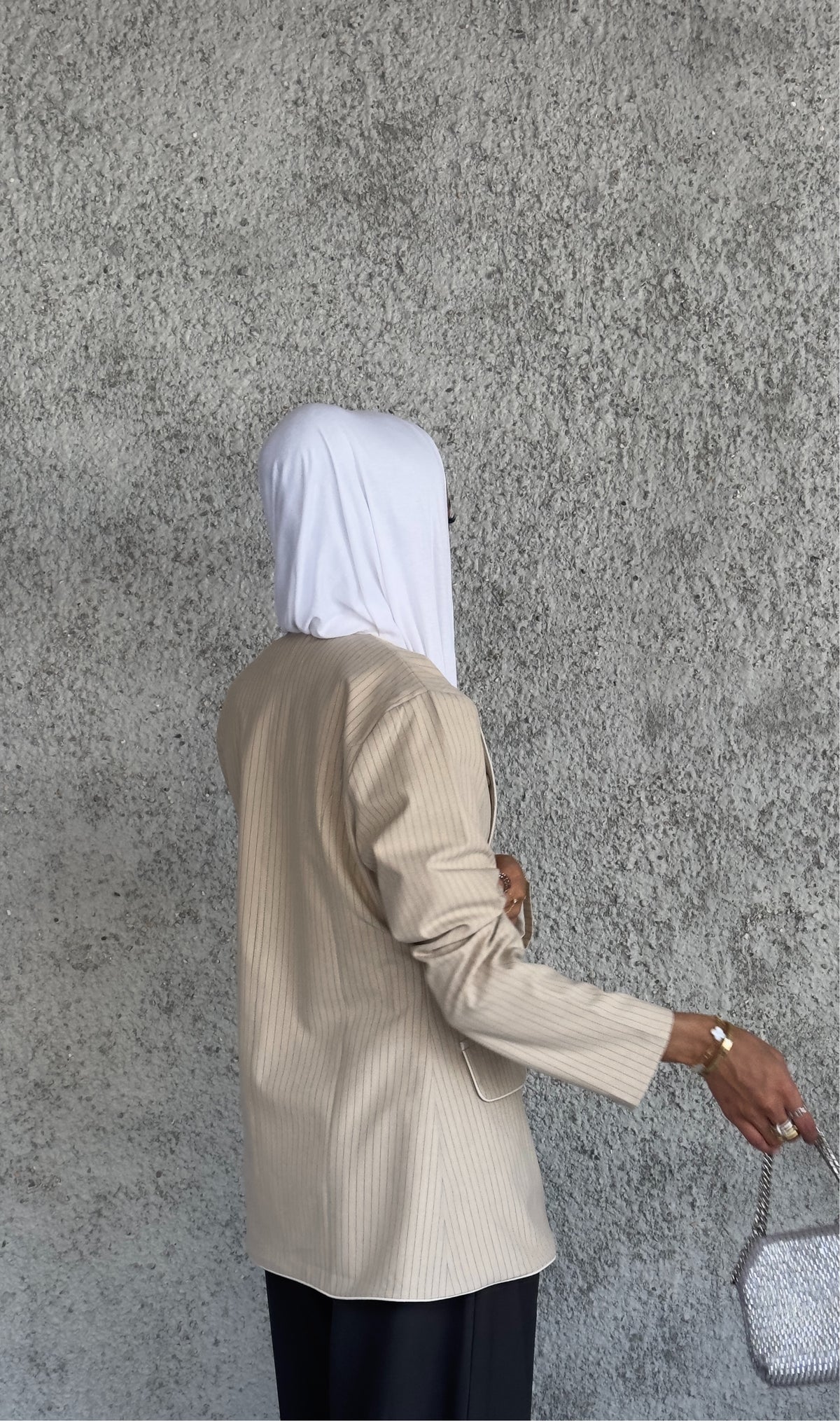 Striped collarless blazer 27 inches