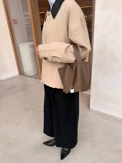 Bomber Jacket with Leather Collar