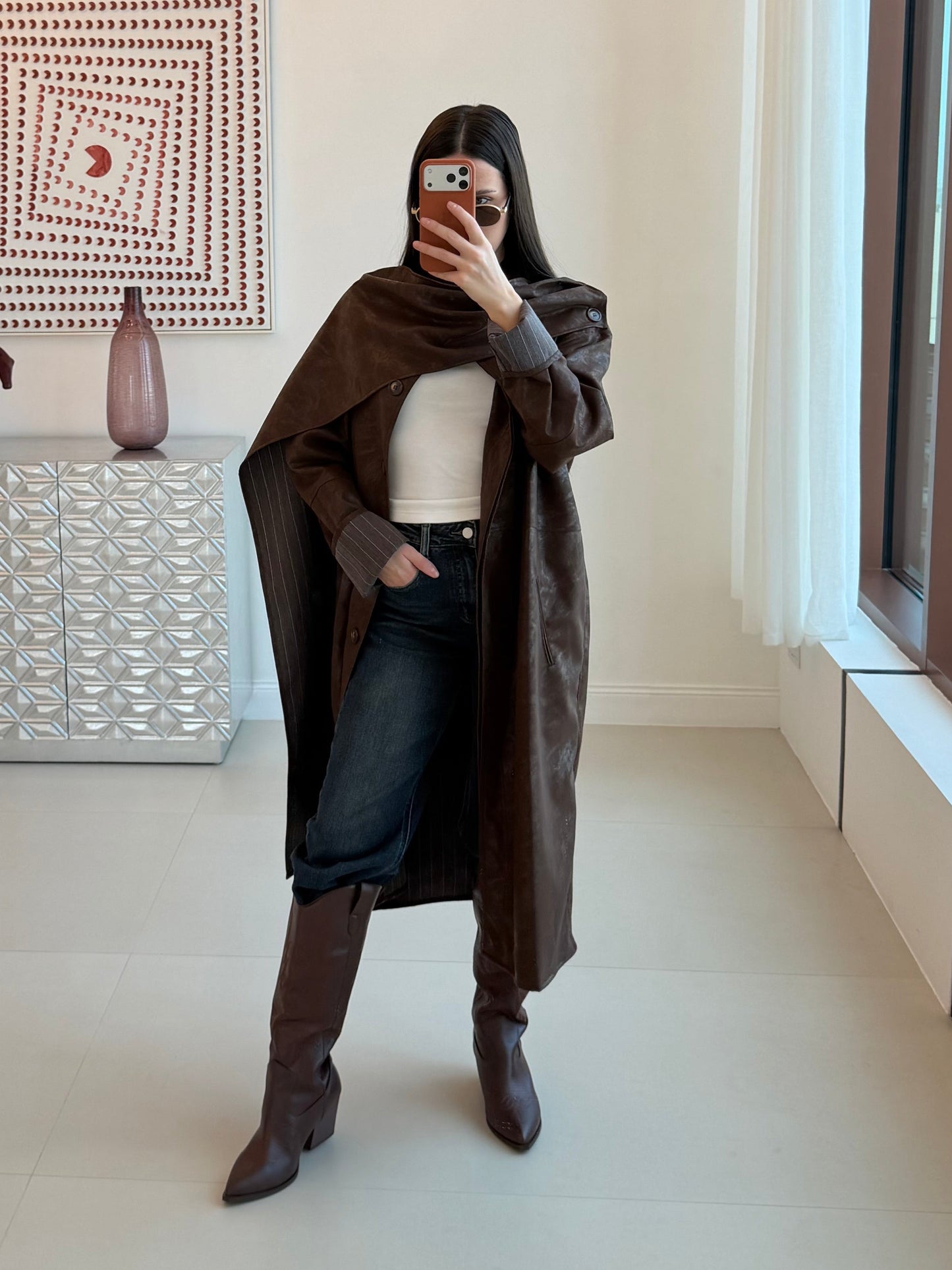 Soft leather trench coat Deep Brown