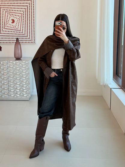 Soft leather trench coat Deep Brown