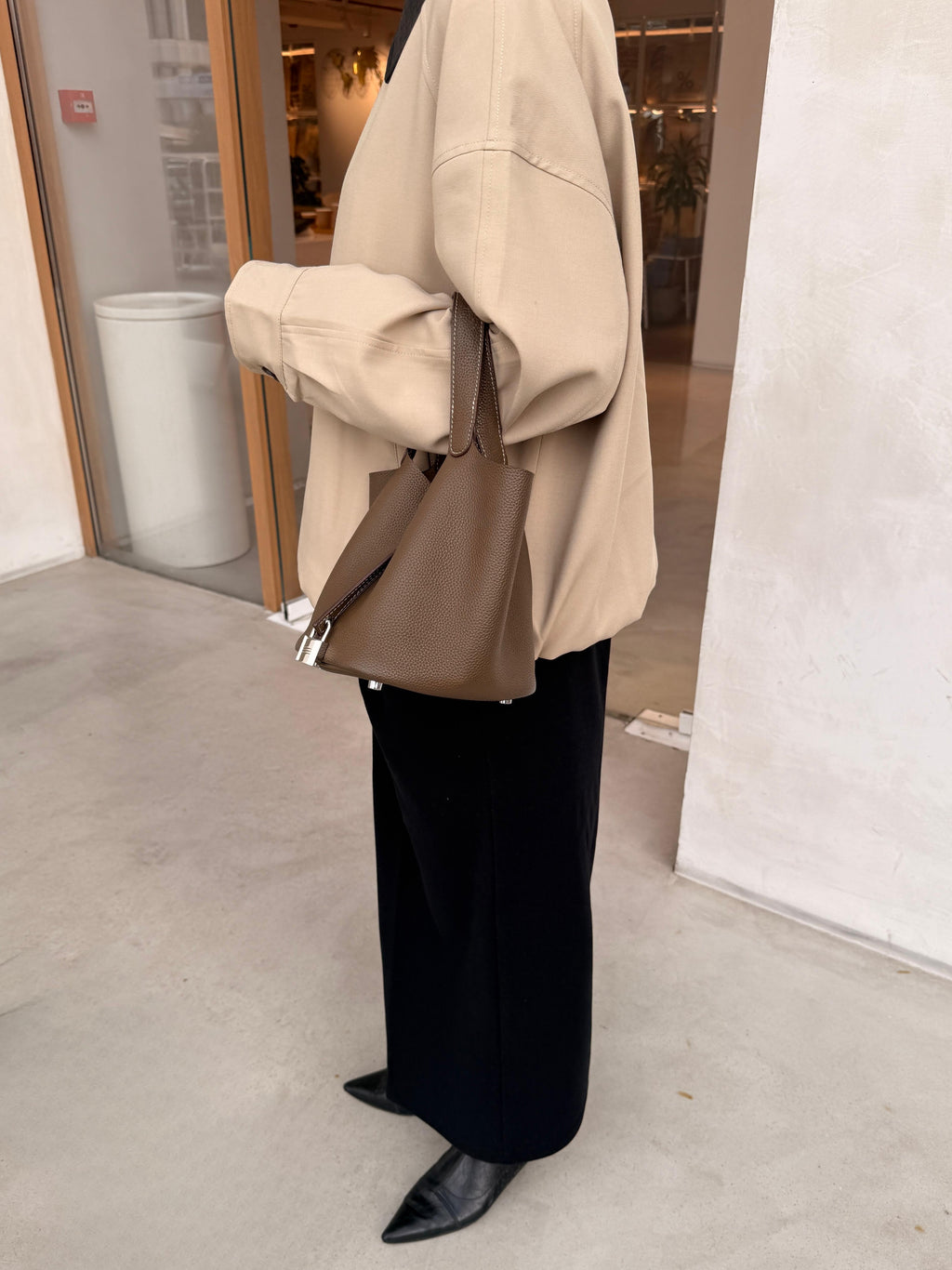 Bomber Jacket with Leather Collar