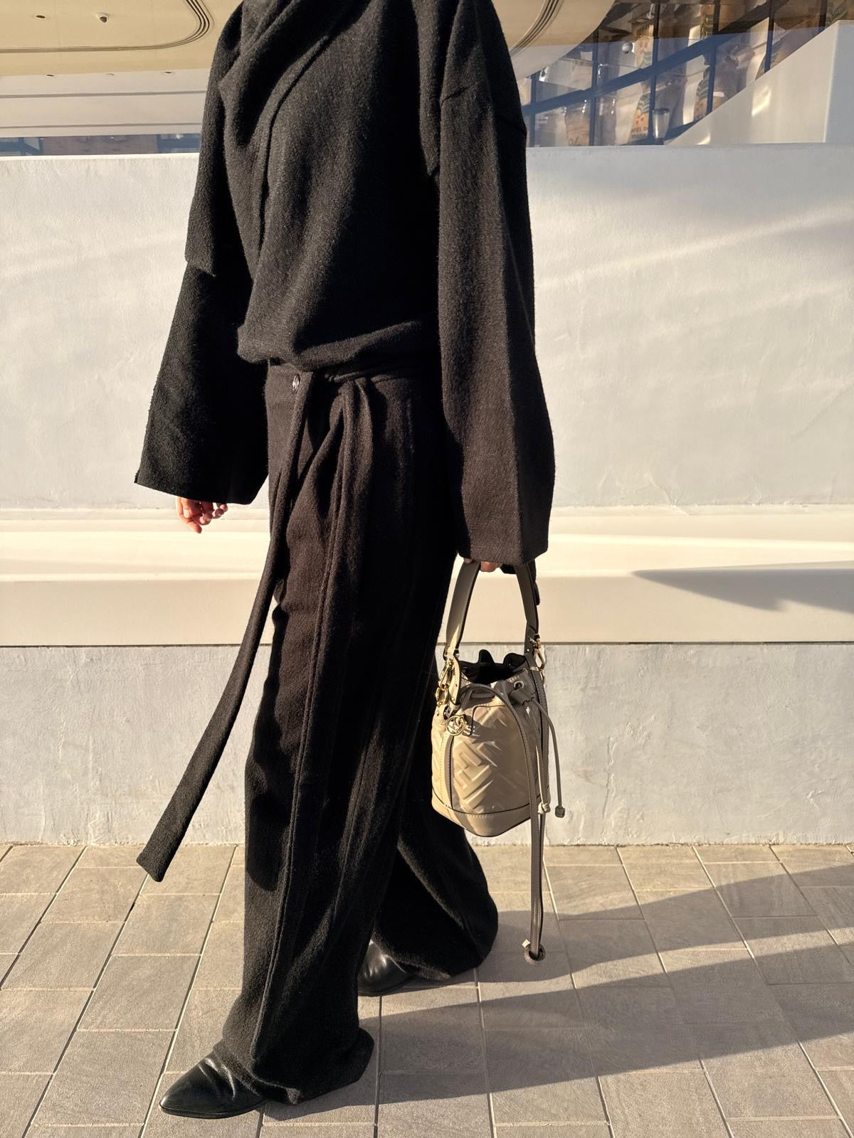 Wrapped shawl top with loose strap pants set
