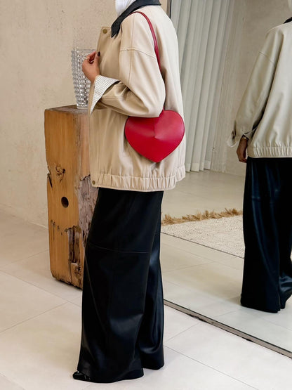 Bomber Jacket with Leather Collar