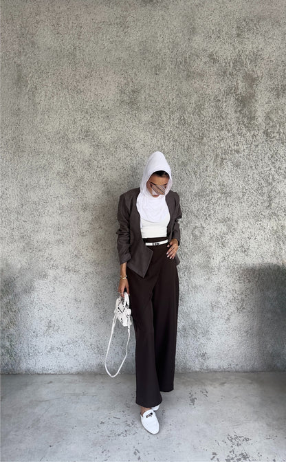 Wrapped front trousers brown color