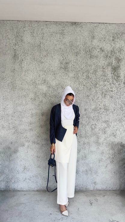 Wrapped front trousers off white color