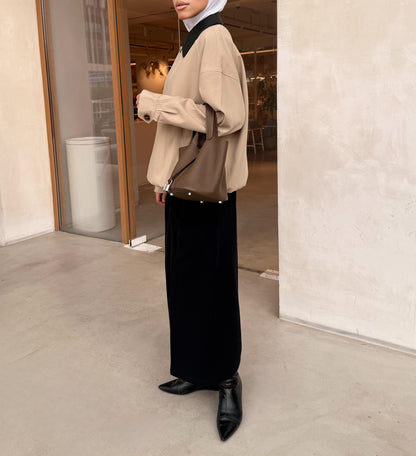 Bomber Jacket with Leather Collar