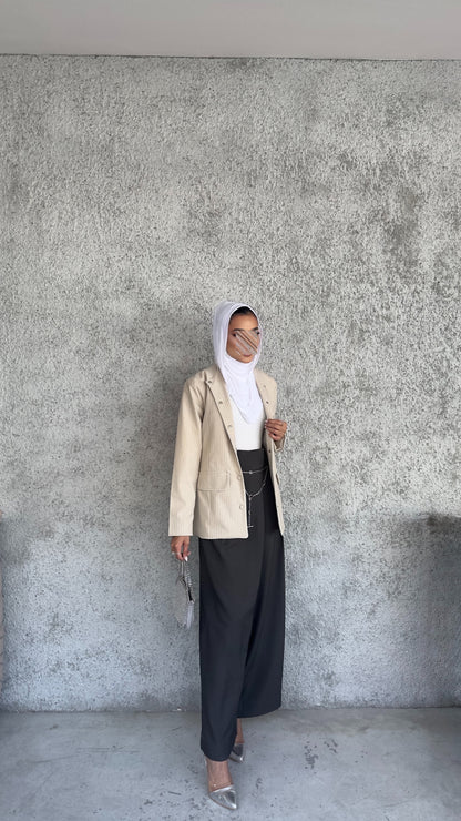 Striped collarless blazer 27 inches
