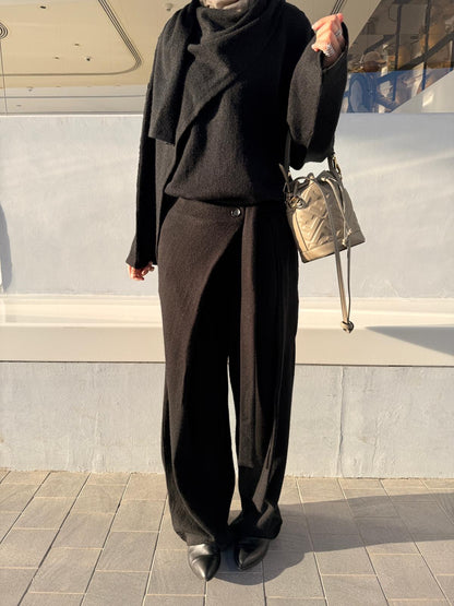 Wrapped shawl top with loose strap pants set