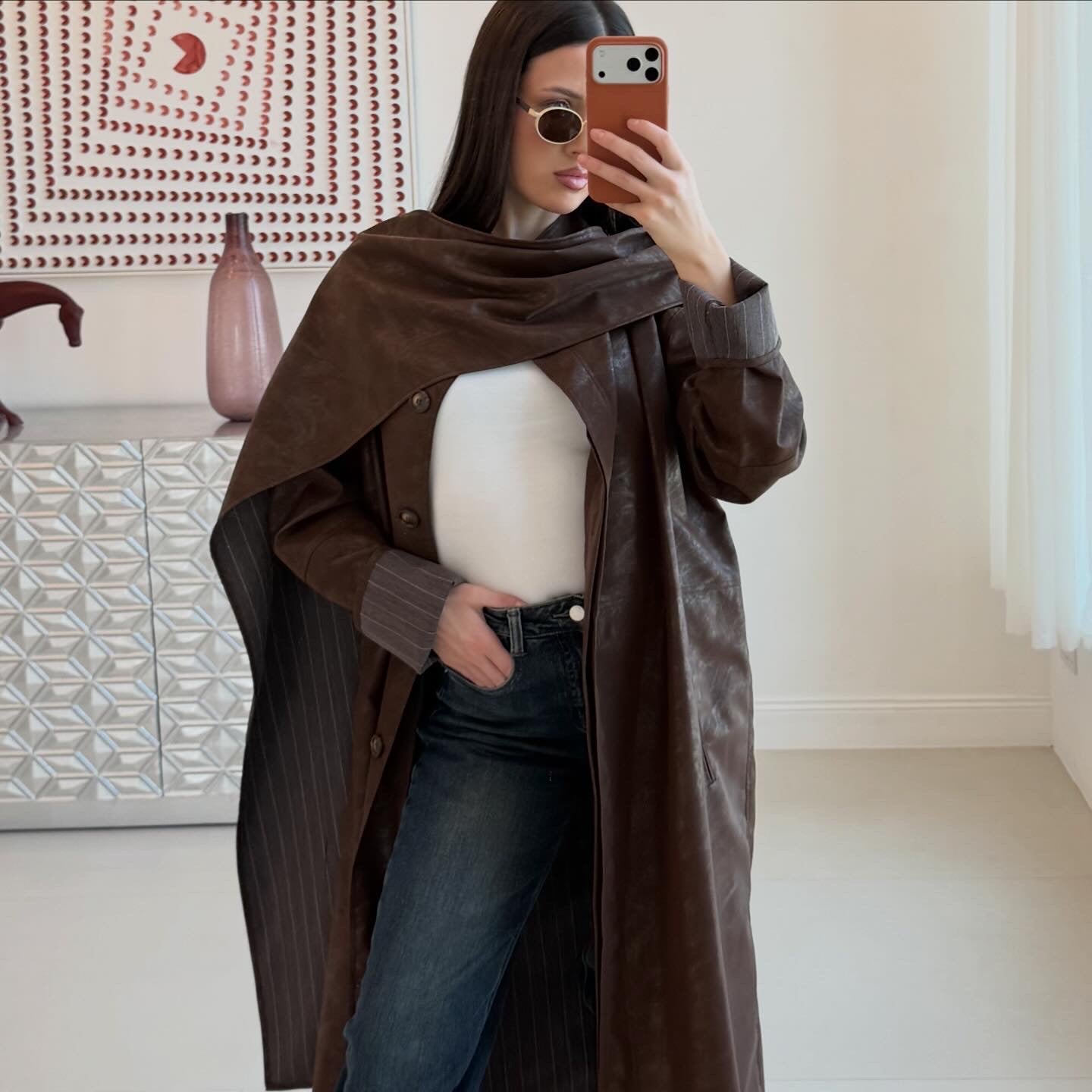 Soft leather trench coat Deep Brown