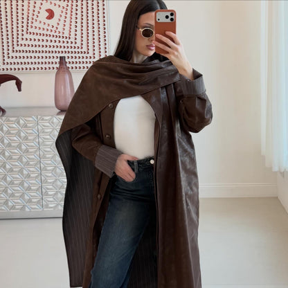 Soft leather trench coat Deep Brown