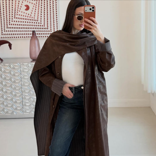 Soft leather trench coat Deep Brown