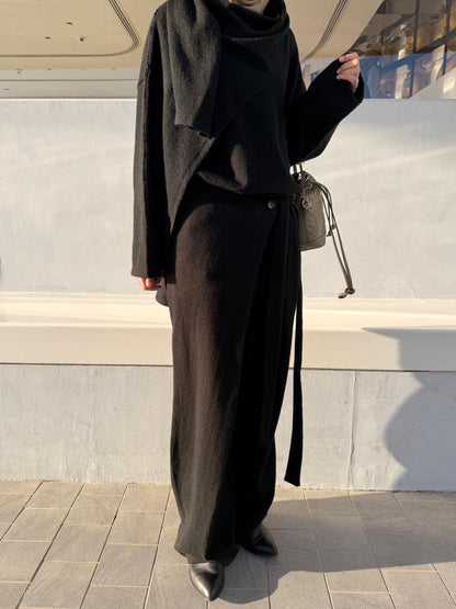 Wrapped shawl top with loose strap pants set