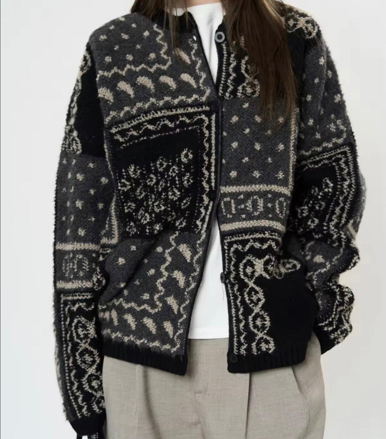 Thick wool knitted cardigan