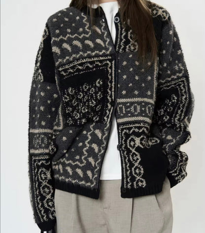 Thick wool knitted cardigan