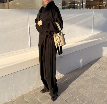 Wrapped shawl top with loose strap pants set