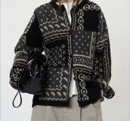 Thick wool knitted cardigan