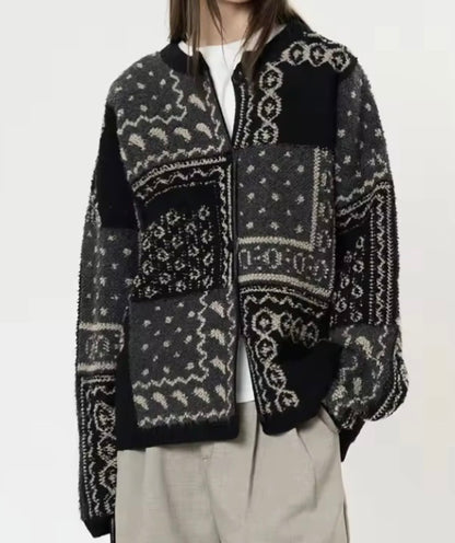 Thick wool knitted cardigan