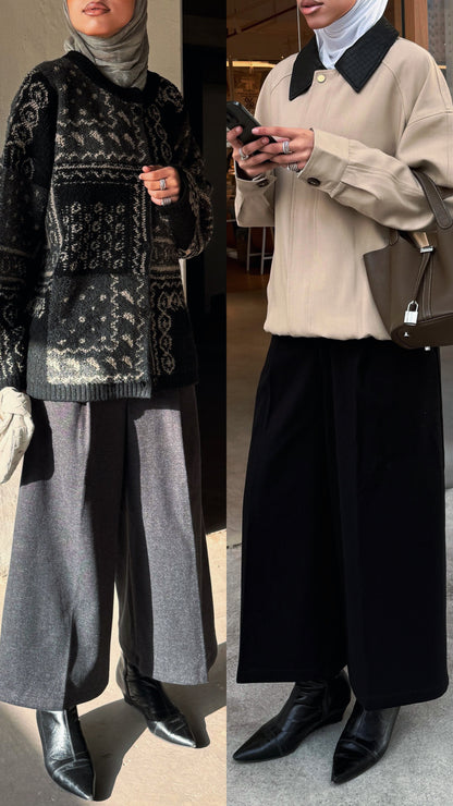 Wide-Leg Midi Culottes with belt